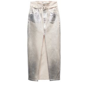 ZARA METALLIC ZW MIDI SKIRT NEW WITH TAGS SIZE M